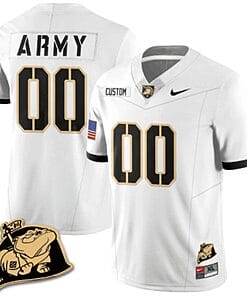 Custom Army Black Knights Jersey Name and Number Rocky The Bulldog Patch Vapor Limited College Football Stitched White