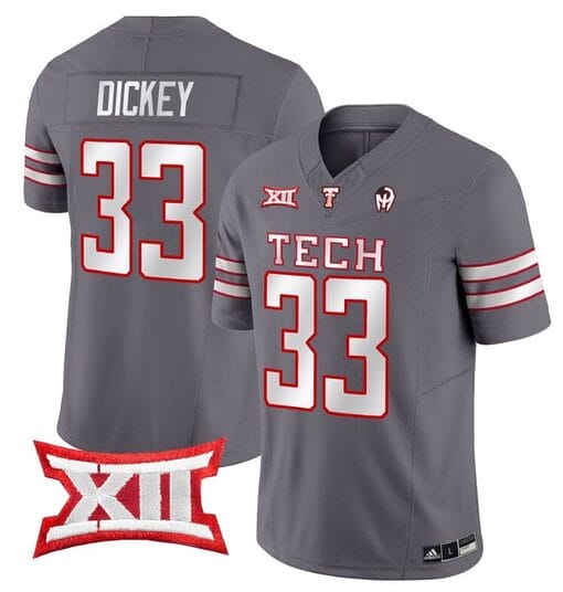Cameron Dickey Jersey #33 Texas Tech Red Raiders Vapor Limited Football Grey