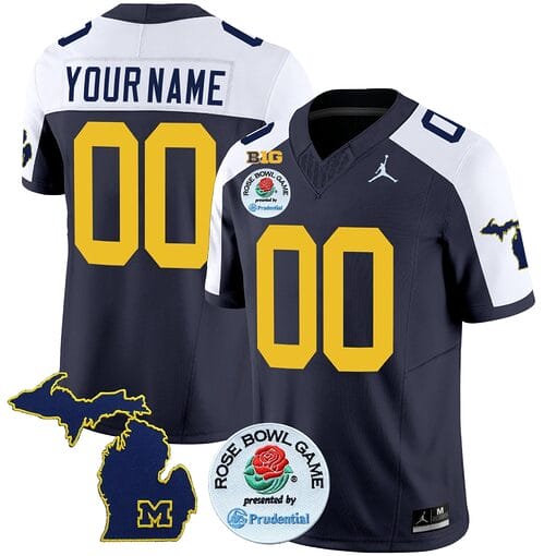 Custom Michigan Wolverines Jersey Name and Number Vapor Limited Rose Bowl Patch Alternate