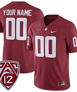 Custom Washington State Cougars Jersey Name and Number College Football Crimson Home Game All Stitched