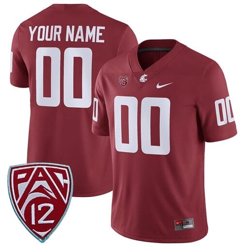 Custom Washington State Cougars Jersey Name and Number College Football Crimson Home Game All Stitched