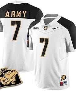 Champ Harris Jersey #7 Army Black Knights Jersey Rocky The Bulldog Patch Vapor Limited College Football Stitched White Alternate