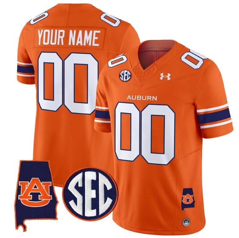 Custom Auburn Tigers Jersey Name and Number SEC Patch Vapor Limited College Football Stitched Orange