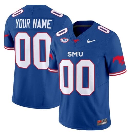 Custom SMU Mustangs Icy Jersey Name and Number College Football Vapor Limited Blue
