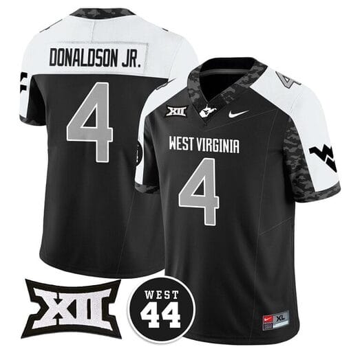 CJ Donaldson Jr Jersey #4 West Virginia Mountaineers 2024 Vapor Limited Football Honor Jerry West Stitched Alternate