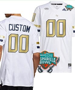 Custom Georgia Tech Yellow Jackets Jersey Name and Number 2023 Gasparilla Bowl Patch Football White