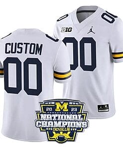 Custom Michigan Wolverines Jersey Name and Number Football 2023 National Champions Patch White
