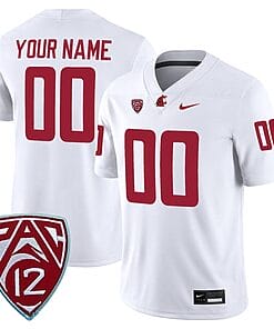 Custom Washington State Cougars Jersey Name and Number College Football White Away Game All Stitched