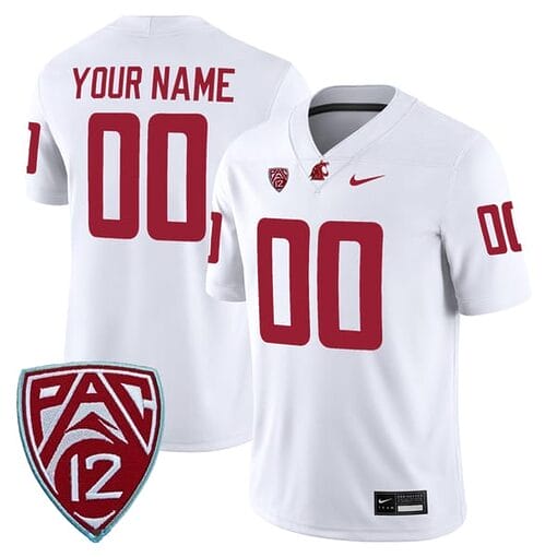 Custom Washington State Cougars Jersey Name and Number College Football White Away Game All Stitched