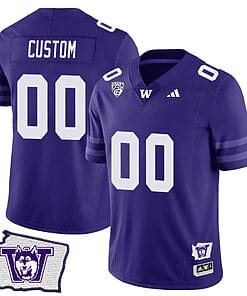 Custom Washington Huskies Jersey Name and Number Washington Map Patch Football Purple