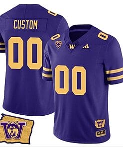 Custom Washington Huskies Jersey Name and Number Washington Map Patch Football Purple Gold