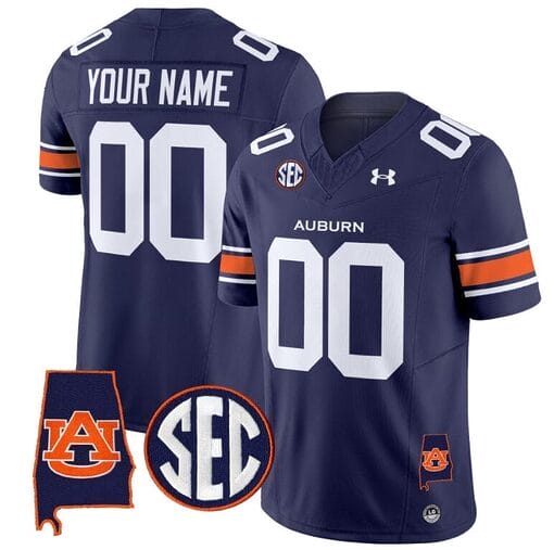 Custom Auburn Tigers Jersey Name and Number SEC Patch Vapor Limited College Football Stitched Navy