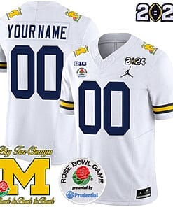 Custom Michigan Wolverines Jersey Name and Number Vapor Limited 2024 College Football Bowl + Rose Bowl Patch White