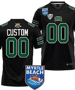 Custom Ohio Bobcats Jersey Name and Number 2023 Myrtle Beach Bowl Patch Football Black