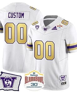 Custom Washington Huskies Jersey Name and Number Alamo Bowl Patch Football Husky Royalty