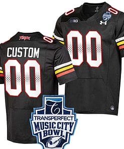 Custom Maryland Terrapins Jersey Name and Number 2023 Music City Bowl Patch Football Black