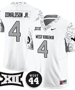 CJ Donaldson Jr Jersey #4 West Virginia Mountaineers 2024 Vapor Limited Football Honor Jerry West Stitched White