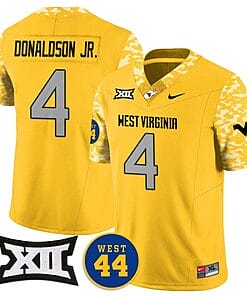 CJ Donaldson Jr Jersey #4 West Virginia Mountaineers 2024 Vapor Limited Football Honor Jerry West Stitched Goal