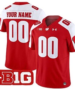Custom Wisconsin Badgers Jersey Name and Number Vapor Football Stitched Red Alternate