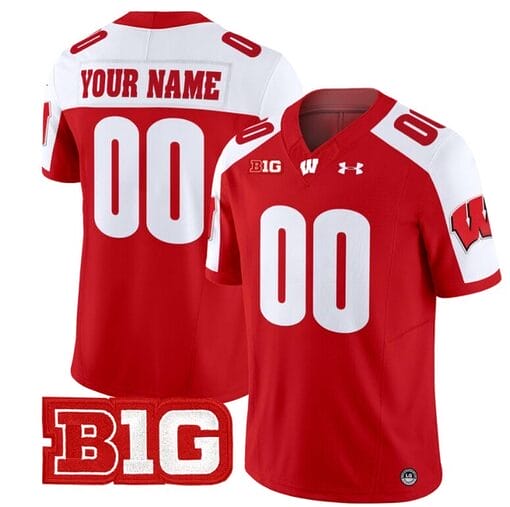 Custom Wisconsin Badgers Jersey Name and Number Vapor Football Stitched Red Alternate