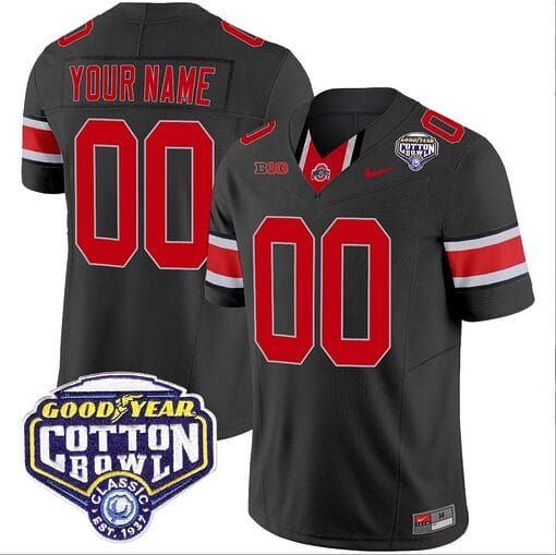 Custom Ohio State Jersey Name and Number Cotton Bowl Patch Vapor Football Black