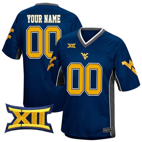 Custom West Virginia Mountaineers Jersey Name and Number College Football Game Day Navy All Stitched