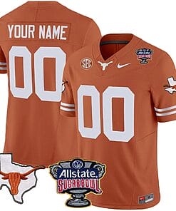 Custom Texas Longhorns Jersey Name and Number Sugar Bowl Patch Football Texas Orange