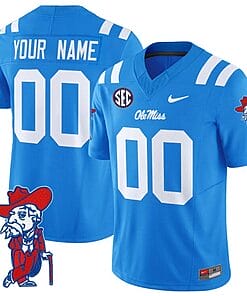 Custom Ole Miss Rebels Jersey Name and Number Vapor Limited College Football Stitched Powder Blue