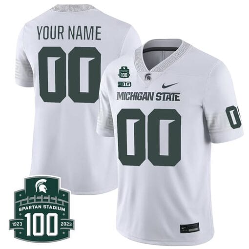 Custom Michigan State Spartans Jersey Name and Number College Football White Alternate Game All Stitched