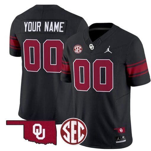 Custom Oklahoma Sooners Jersey Name and Number Football Throwback Vapor Limited Stitched Black