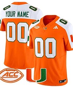 Custom Miami Hurricanes Jersey Name and Number Vapor Football Stitched Orange Alternate