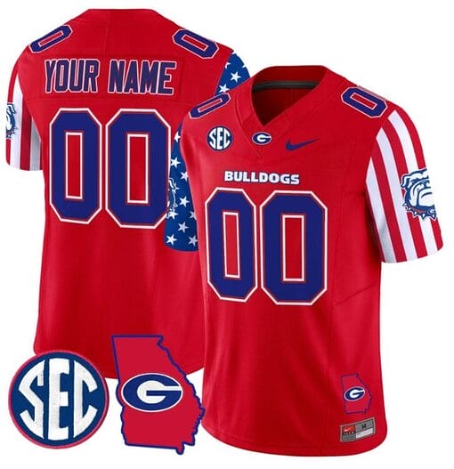 Custom Georgia Bulldogs Jersey Name and Number American Style Vapor Limited Football Stitched Red