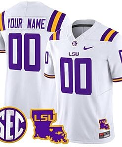Custom LSU Tigers Jersey Name and Number 2024 Louisiana Patch Vapor Limited College Football Stitched White