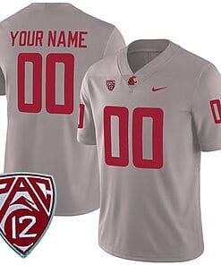 Custom Washington State Cougars Jersey Name and Number College Football Grey Alternate Game All Stitched