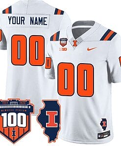 Custom Illinois Fighting Jersey Name and Number Vapor Limited College Football Stitched White