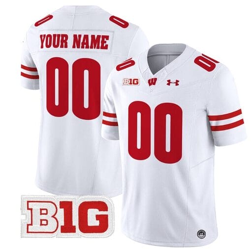 Custom Wisconsin Badgers Jersey Name and Number Vapor Football Stitched White