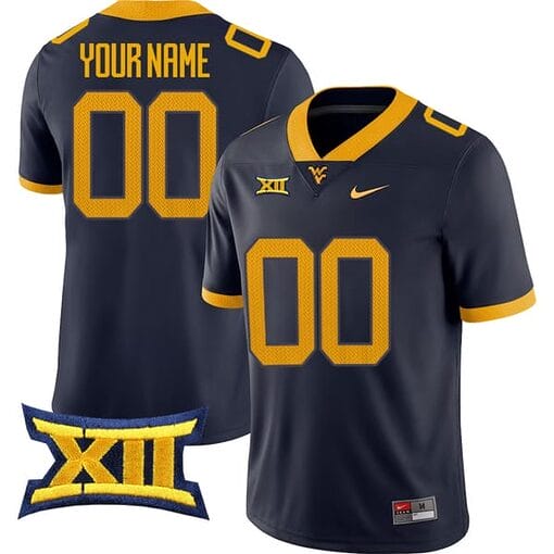 Custom West Virginia Mountaineers Jersey Name and Number College Football Navy All Stitched
