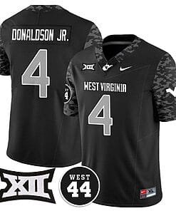 CJ Donaldson Jr Jersey #4 West Virginia Mountaineers 2024 Vapor Limited Football Honor Jerry West Stitched Coal