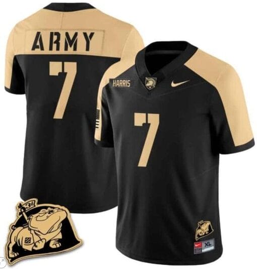 Champ Harris Jersey #7 Army Black Knights Jersey Rocky The Bulldog Patch Vapor Limited College Football Stitched Black Alternate