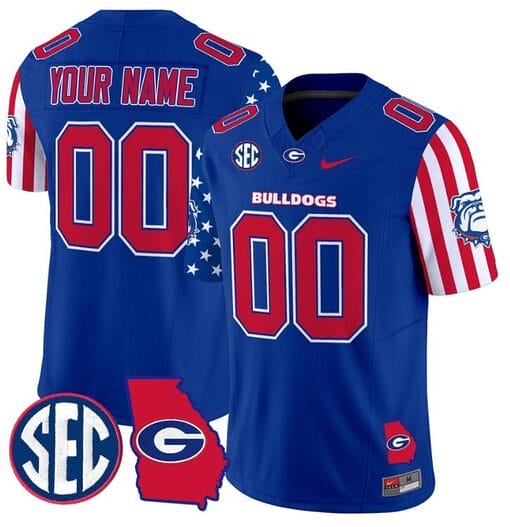 Custom Georgia Bulldogs Jersey Name and Number American Style Vapor Limited Football Stitched Royal