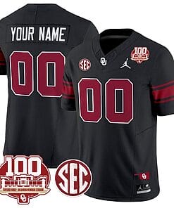 Custom Oklahoma Sooners Jersey Name and Number 100th Anniversary Patch Vapor Limited College Football Stitched Black