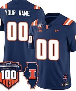 Custom Illinois Fighting Jersey Name and Number Vapor Limited College Football Stitched Navy