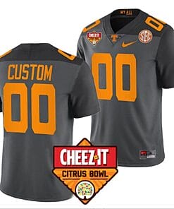 Custom Tennessee Vols Jersey Name and Number Football Cheez It Citrus Bowl Patch Smoke Gray