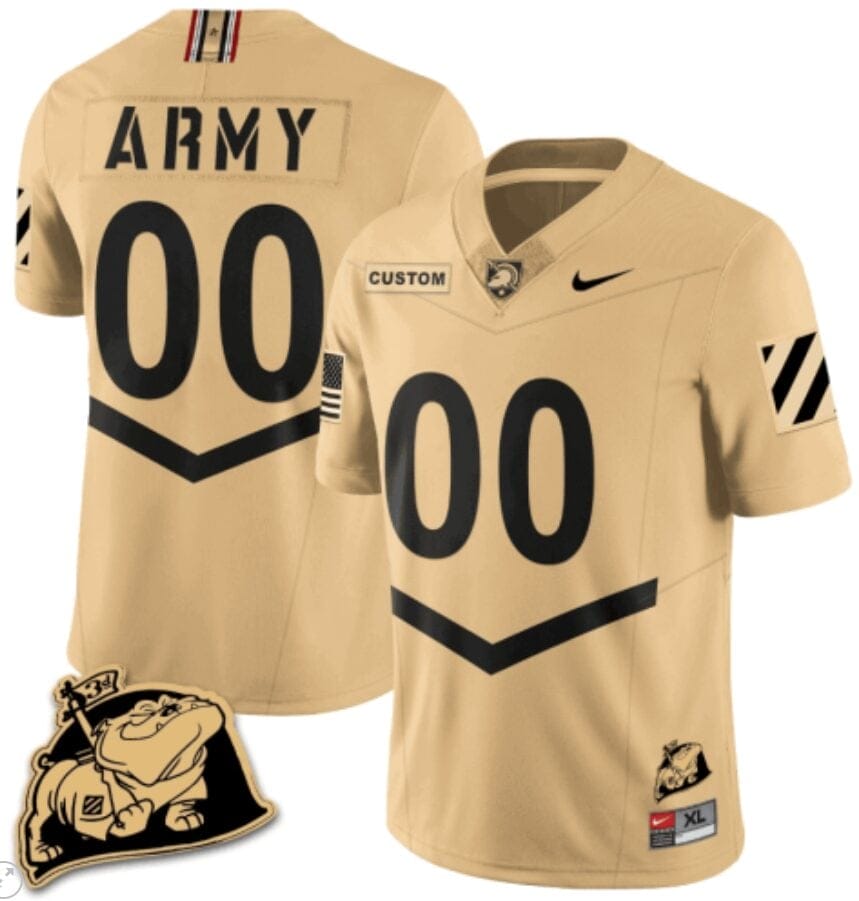 Custom Army Black Knights Jersey Name and Number Rocky The Bulldog Patch Vapor Limited College Football Stitched Gold