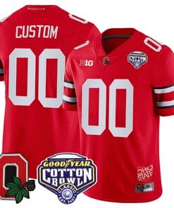 Custom Ohio State Jersey Name and Number Good Year Cotton Bowl Patch Football Scarlet