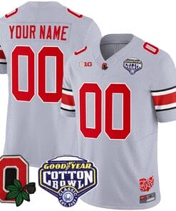 Custom Ohio State Jersey Name and Number Good Year Cotton Bowl Patch Football Gray