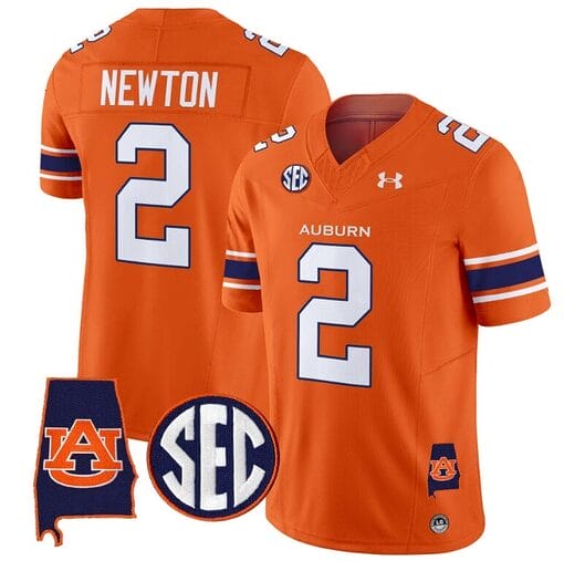 Cam Newton Jersey #2 Auburn Tigers SEC Patch Vapor Limited College Football Stitched Orange
