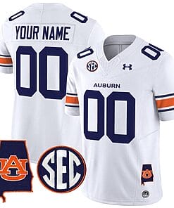 Custom Auburn Tigers Jersey Name and Number SEC Patch Vapor Limited College Football Stitched White