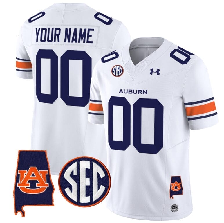 Custom Auburn Tigers Jersey Name and Number SEC Patch Vapor Limited College Football Stitched White