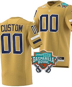 Custom Georgia Tech Yellow Jackets Jersey Name and Number 2023 Gasparilla Bowl Patch Football Brown